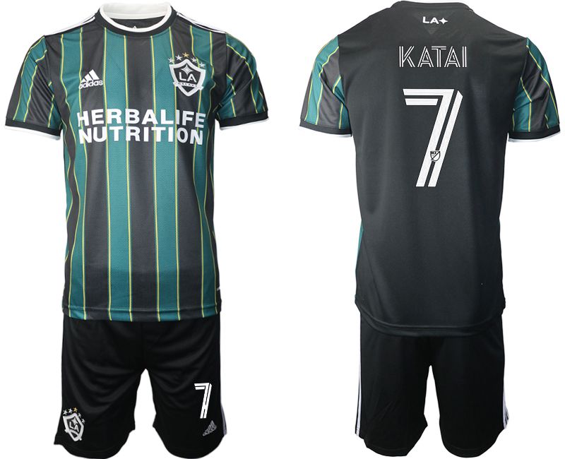 Men 2021-2022 Club Los Angeles Galaxy away black #7 Adidas Soccer Jersey->los angeles galaxy jersey->Soccer Club Jersey